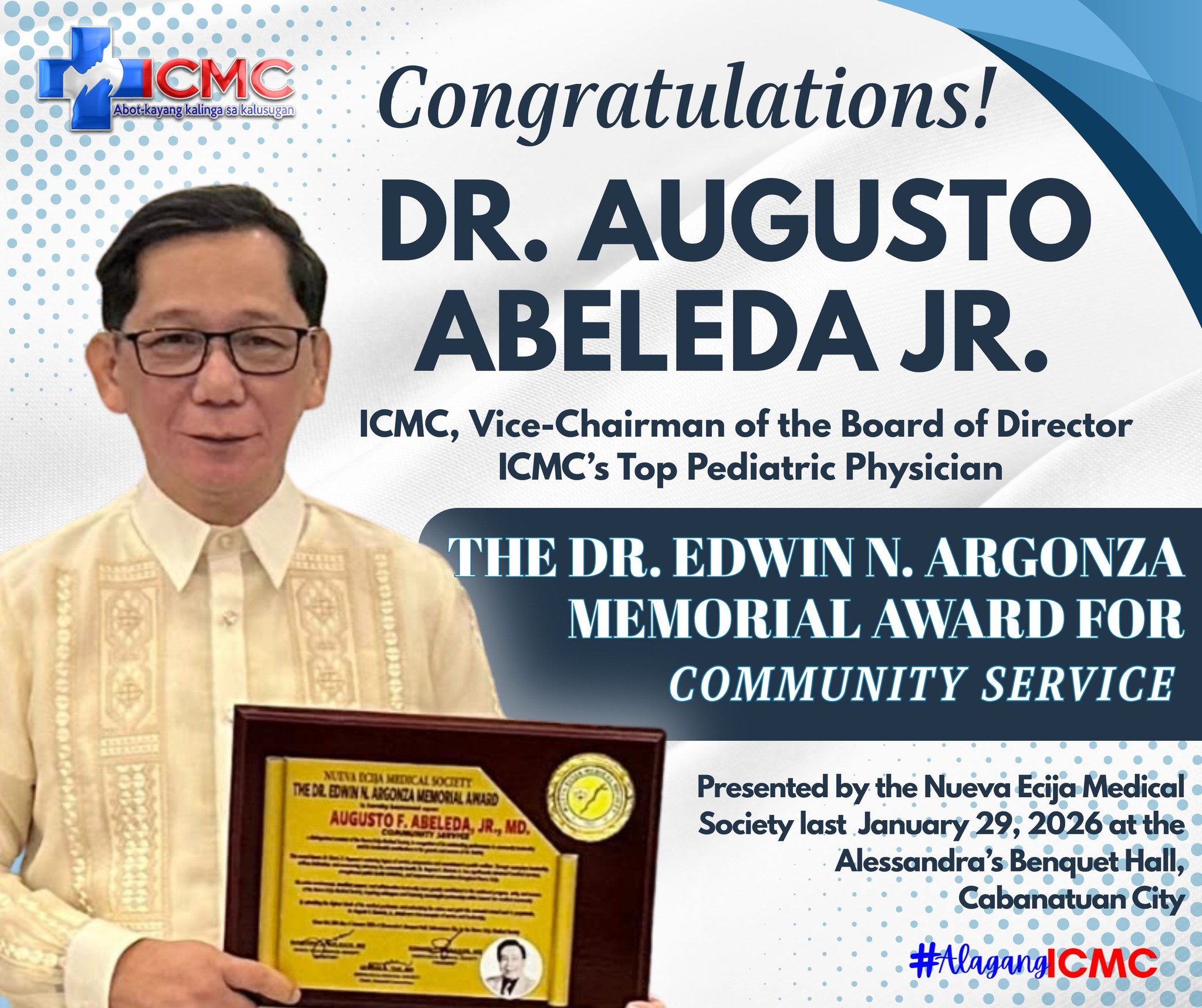 Congratulations to Dr. Augusto Abeleda Jr.
